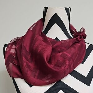 Plaid Sheer Burgundy Scarf, 23" X 23 *READ Description*